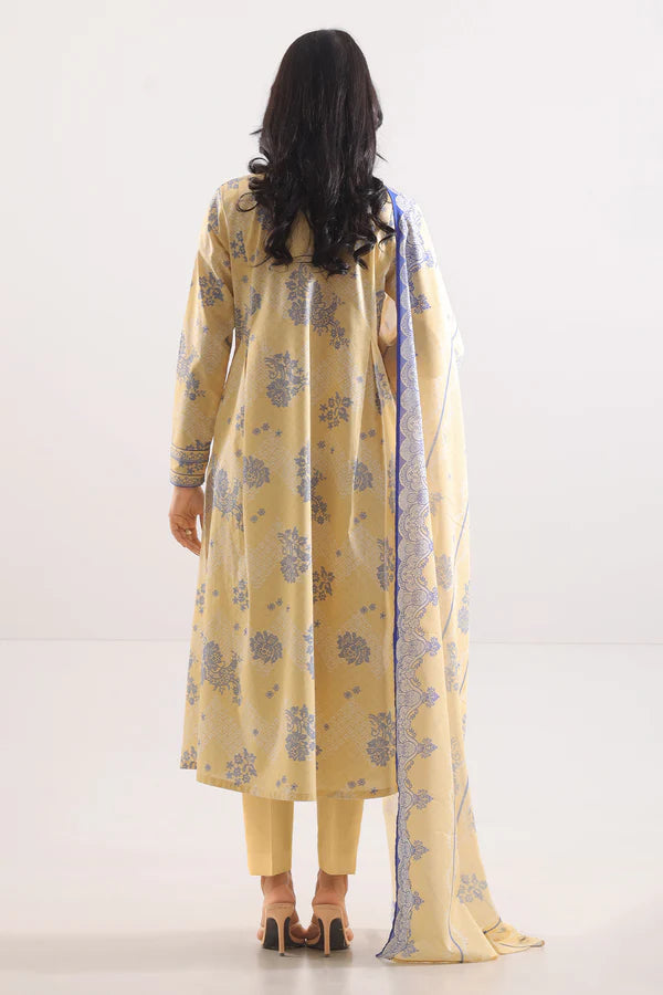 Lemon Yellow | Saya 3pc Unstitched Lawn Suit