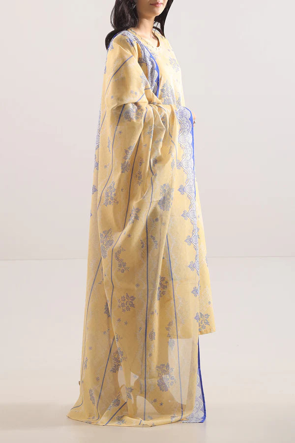 Lemon Yellow | Saya 3pc Unstitched Lawn Suit
