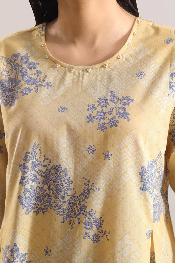 Lemon Yellow | Saya 3pc Unstitched Lawn Suit