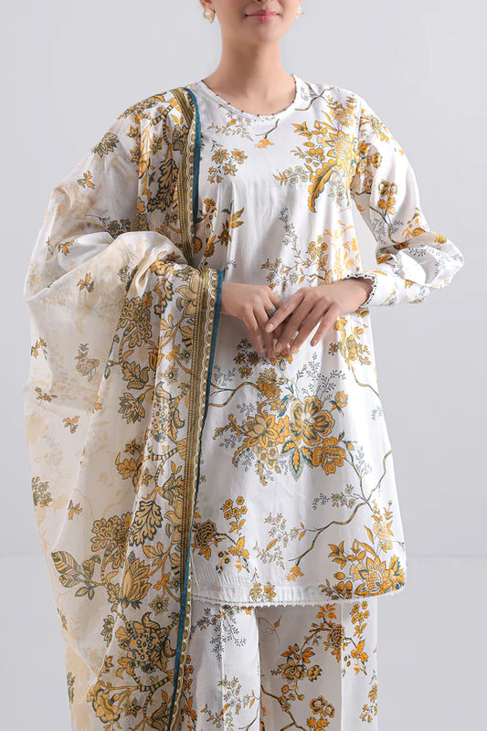Ivory| Saya 2PC Unstitched Lawn Suit