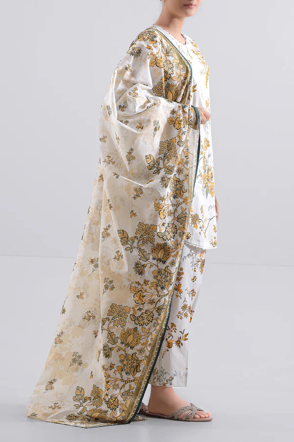 Ivory| Saya 2PC Unstitched Lawn Suit