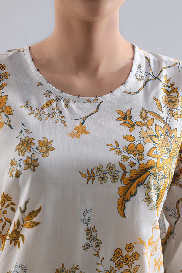 Ivory| Saya 2PC Unstitched Lawn Suit