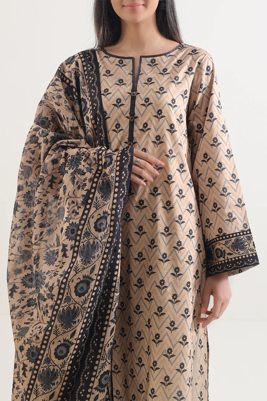Beige | Saya 3pc Unstitched Lawn Suit