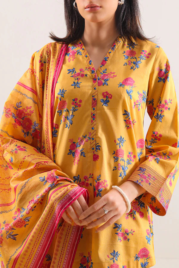 Mango Yellow | Saya 3pc Unstitched Lawn Suit