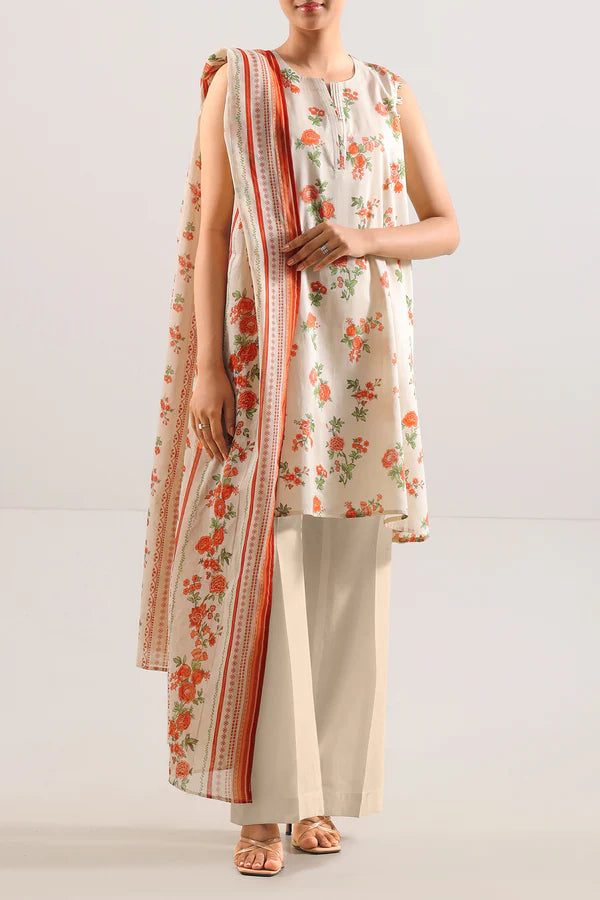 Ivory | Saya 3pc Unstitched Lawn Suit