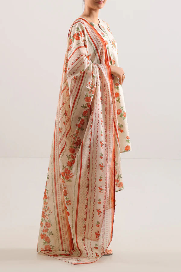Ivory | Saya 3pc Unstitched Lawn Suit