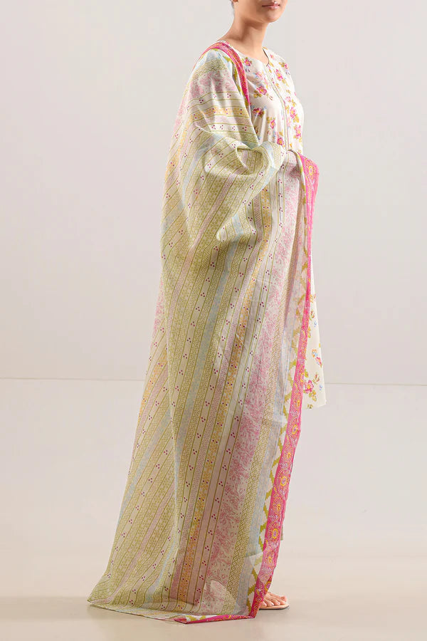Ivory | Saya 3pc Unstitched Lawn Suit