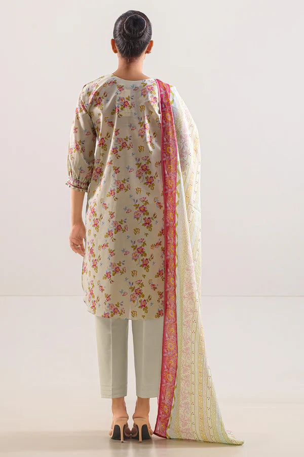 Ivory | Saya 3pc Unstitched Lawn Suit