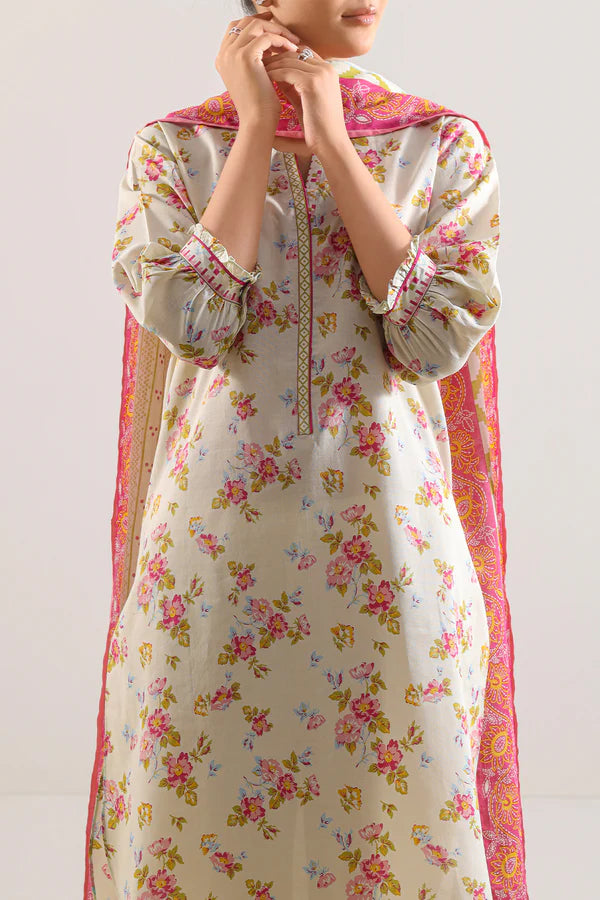 Ivory | Saya 3pc Unstitched Lawn Suit