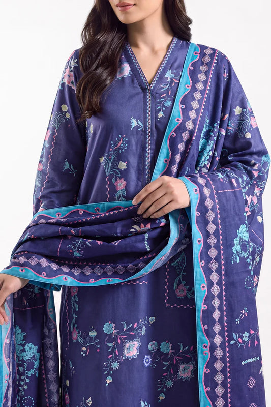 shot of the Saya Printed Lawn Suit Royal Blue