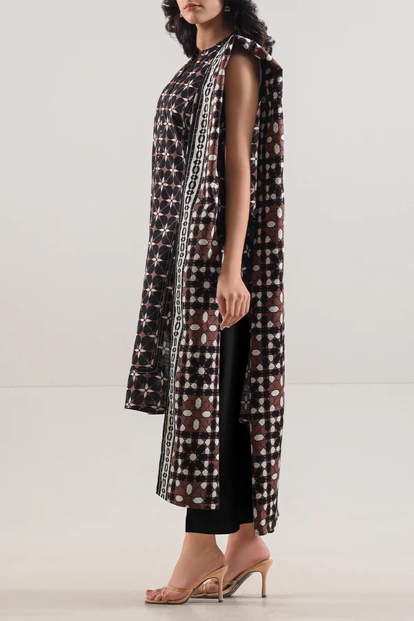 Saya 3pc Unstitched Khaddar Suit | Black