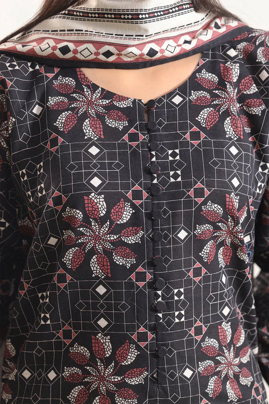Saya 3pc Unstitched Khaddar Suit | Black
