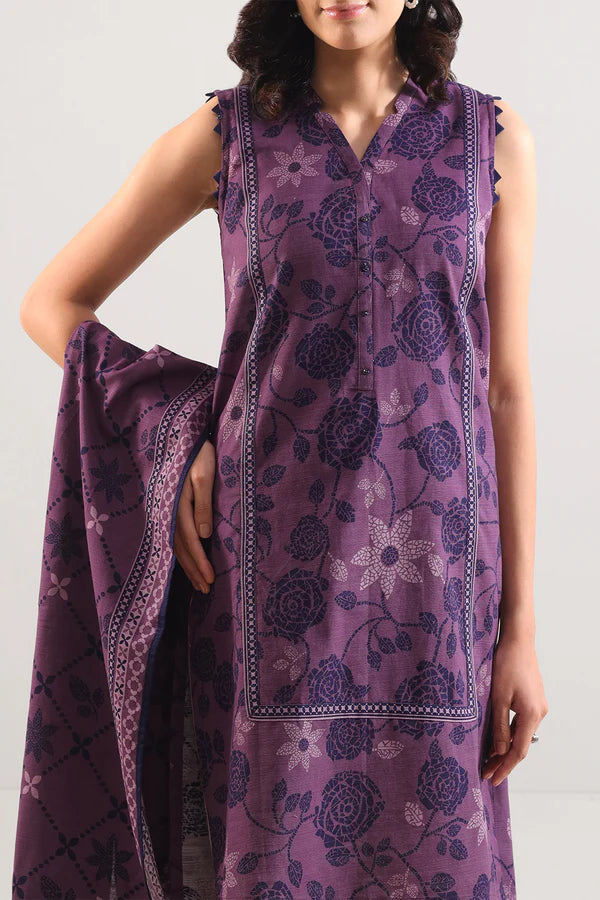 Saya 3pc Unstitched Khaddar Suit | Mauve