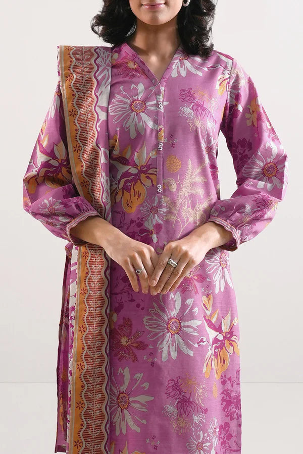 Saya 3pc Unstitched Khaddar Suit | Pink