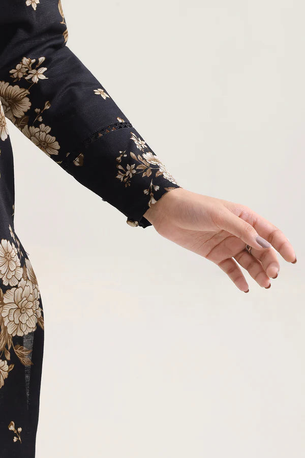 Saya 3pc Unstitched Khaddar Suit | Black