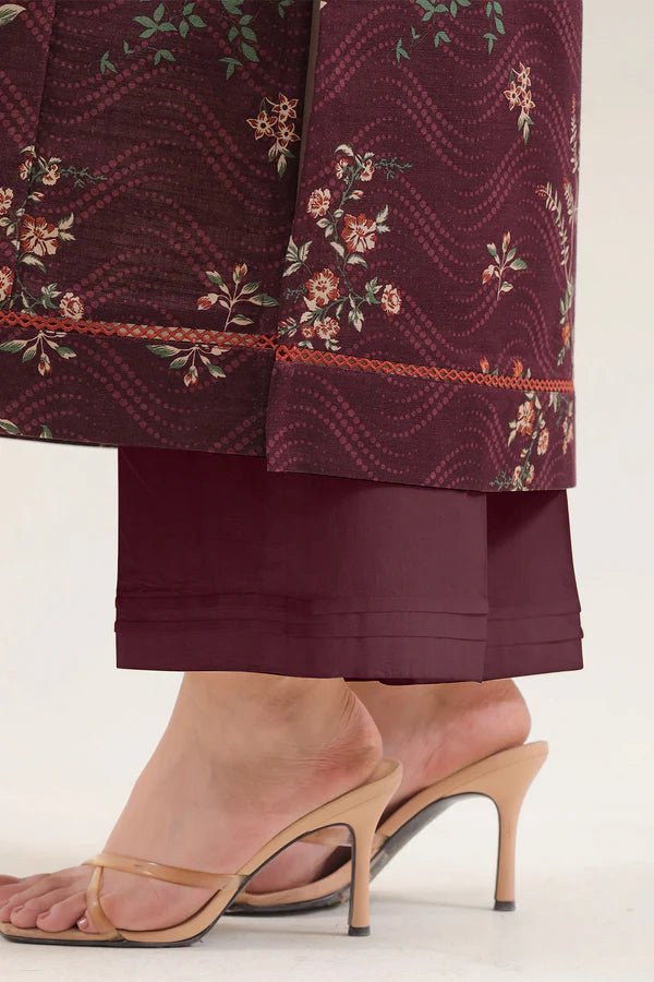 Saya 3pc Unstitched Khaddar Suit | Maroon