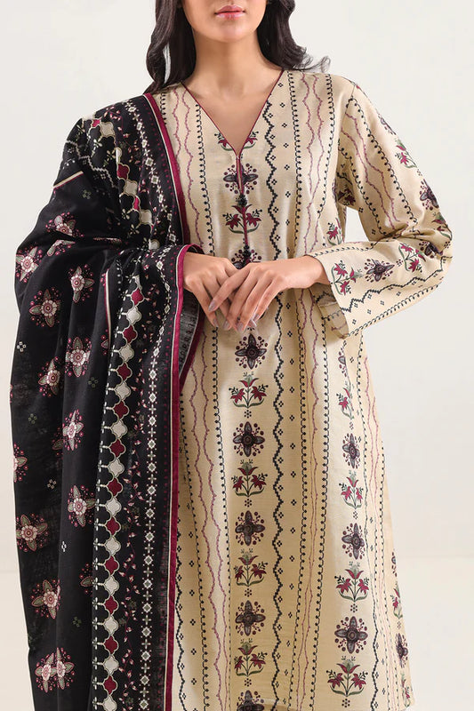 Saya 3pc Unstitched Khaddar Suit | Beige