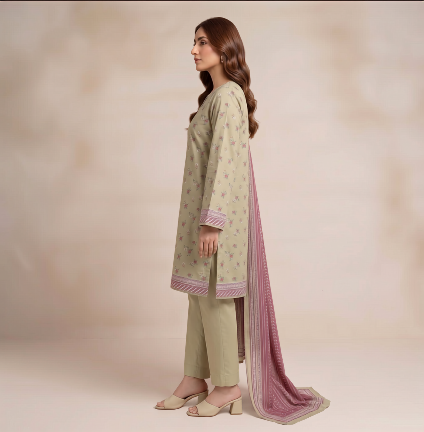 Light Green | Khaadi 3pc Unstitched Lawn Suit