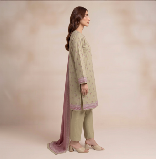 Light Green | Khaadi 3pc Unstitched Lawn Suit