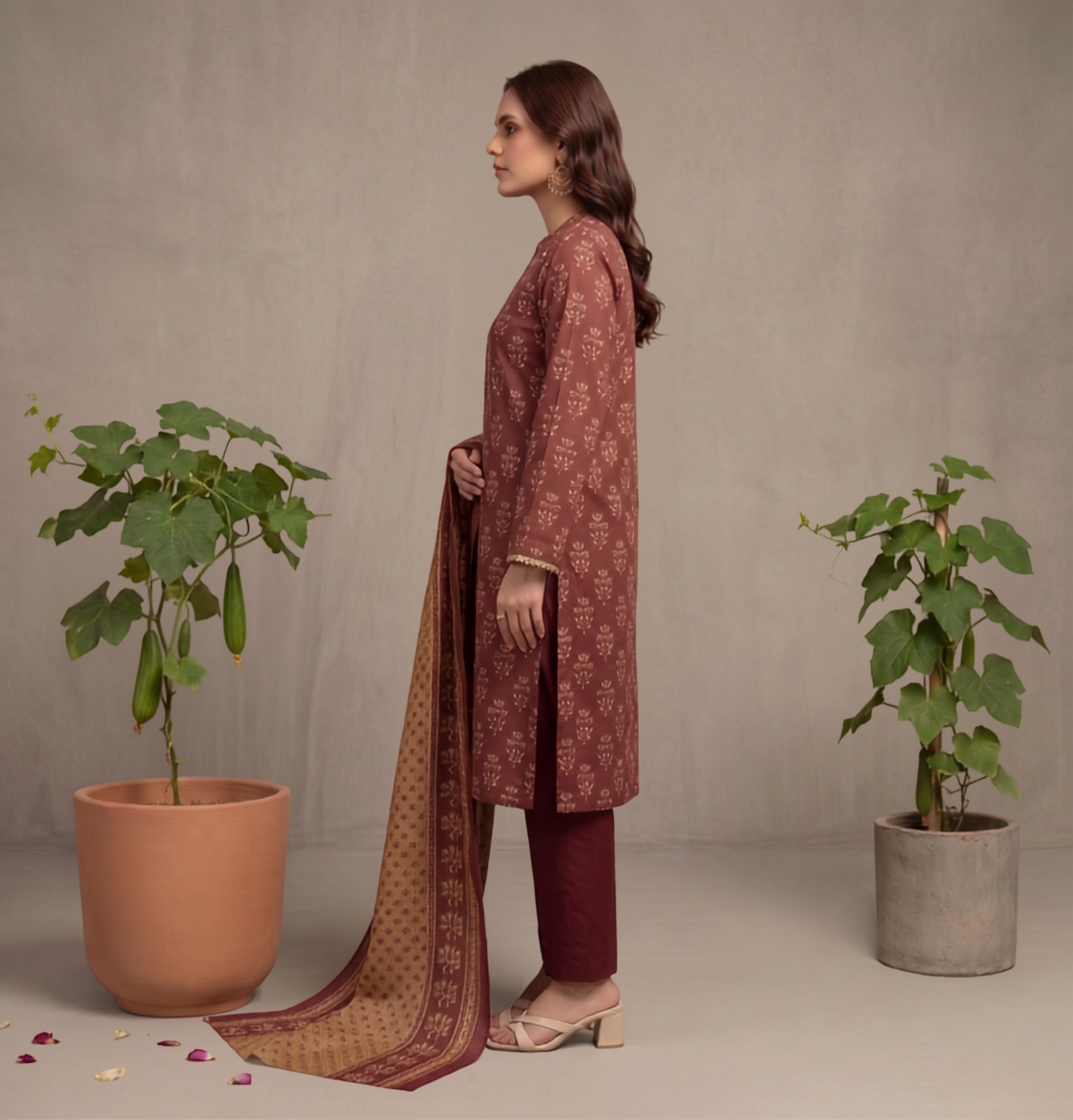 Red | Khaadi 3pc Unstitched Lawn Suit