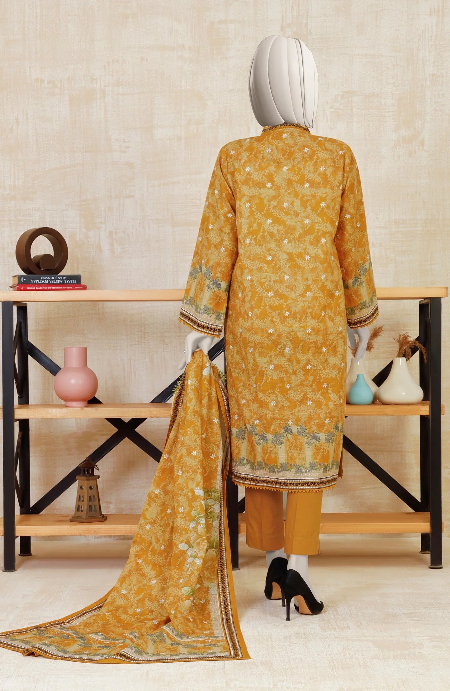 Yellow | Mtj-Tariq Jamil 3pc Unstitched Khaddar Suit