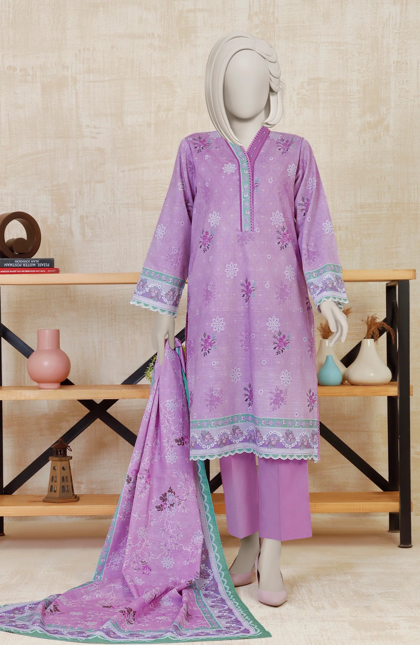 Orchid | Mtj-Tariq Jamil 3pc Unstitched Khaddar Suit