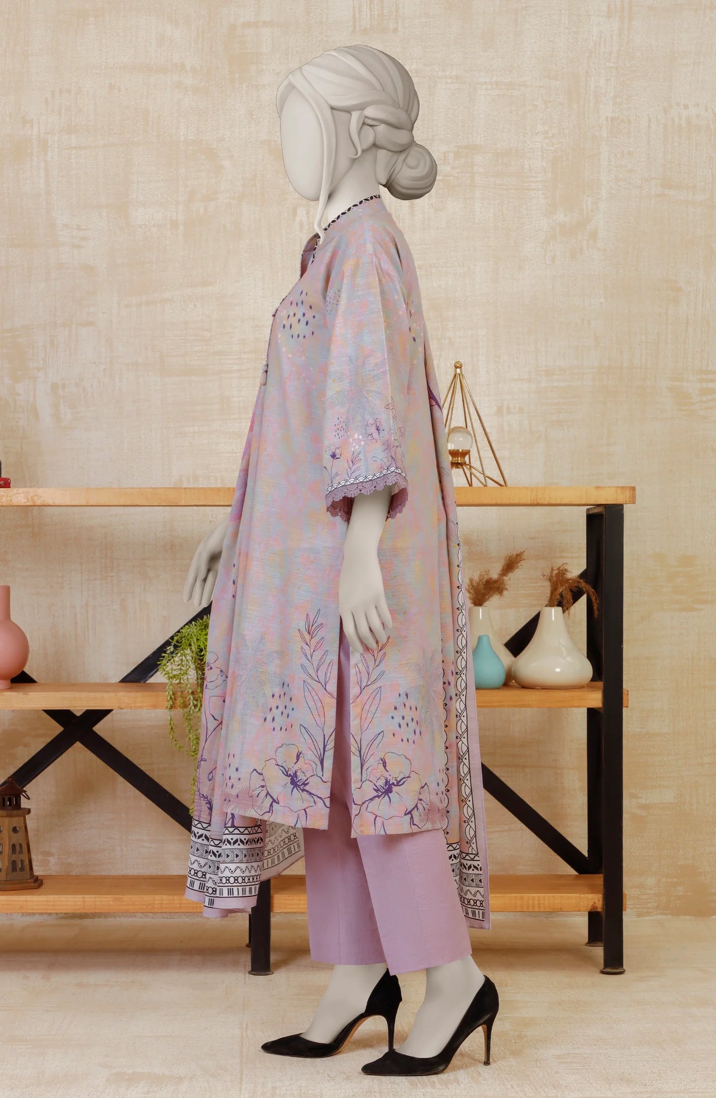 Powder Pink | Mtj-Tariq Jamil 3pc Unstitched Khaddar Suit