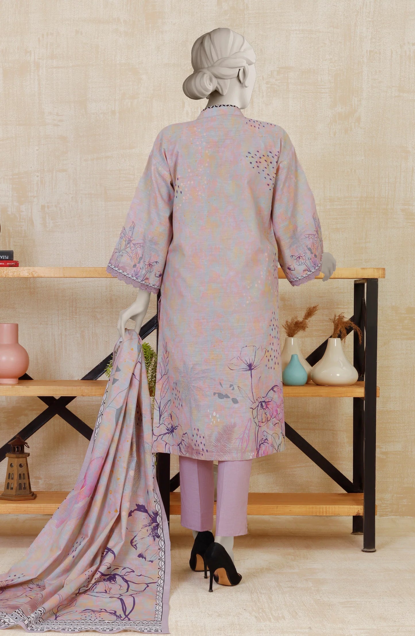 Powder Pink | Mtj-Tariq Jamil 3pc Unstitched Khaddar Suit