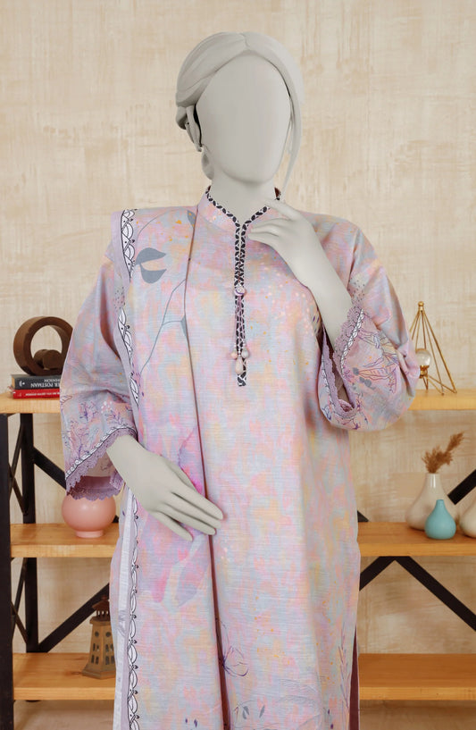 Powder Pink | Mtj-Tariq Jamil 3pc Unstitched Khaddar Suit