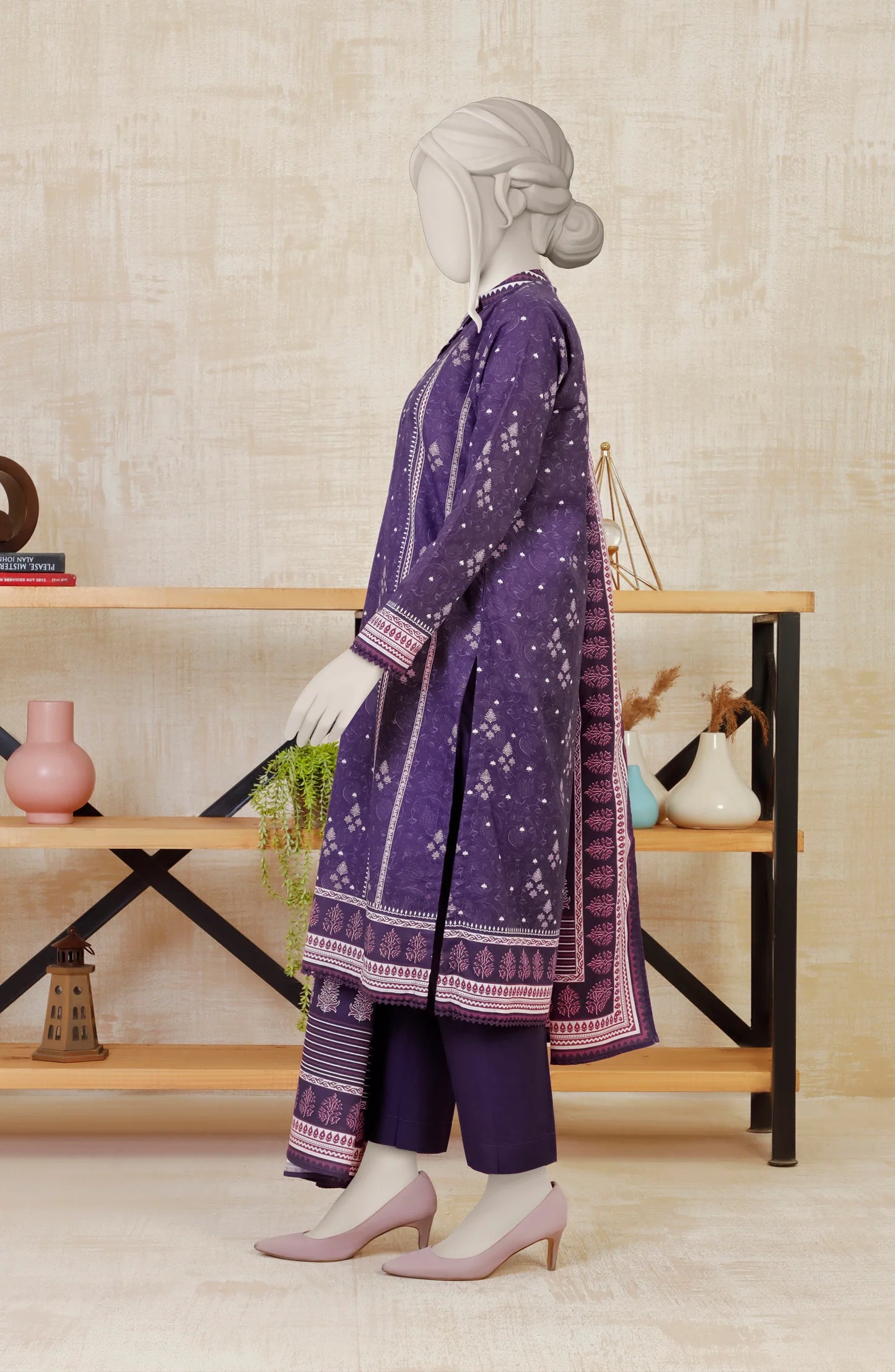 Purple | Mtj-Tariq Jamil 3pc Unstitched Khaddar Suit