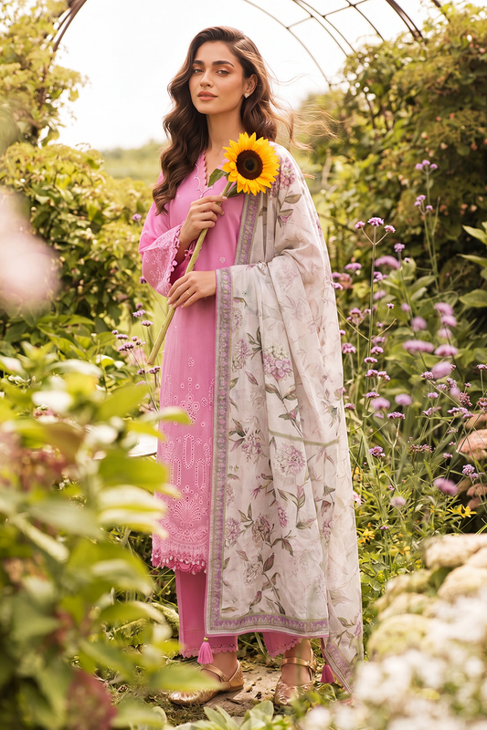 Light Pink | Zellbury 3pc Unstitched Chikankari