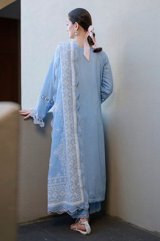 Sky Blue | Zellbury 3pc Unstitched Chikankari
