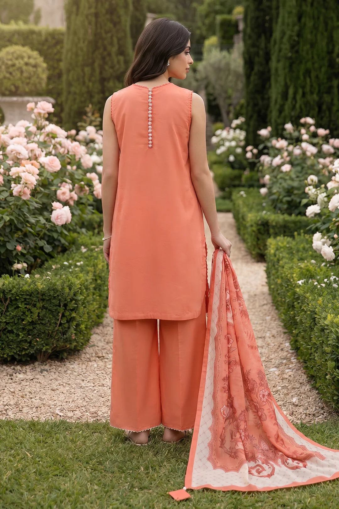 Orange | Zellbury 3pc Unstitched Chikankari