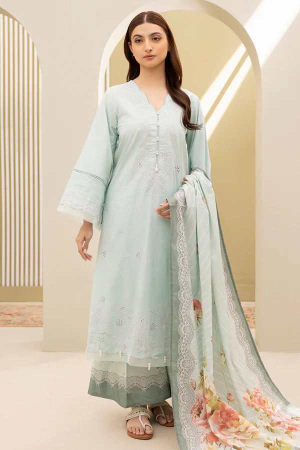 Mint | Zellbury 3pc Unstitched Embroidered Lawn Suit