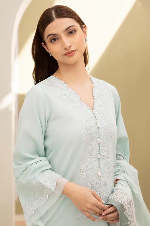 Mint | Zellbury 3pc Unstitched Embroidered Lawn Suit