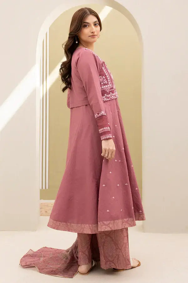 Tea Pink | Zellbury 3pc Unstitched Embroidered Lawn Suit
