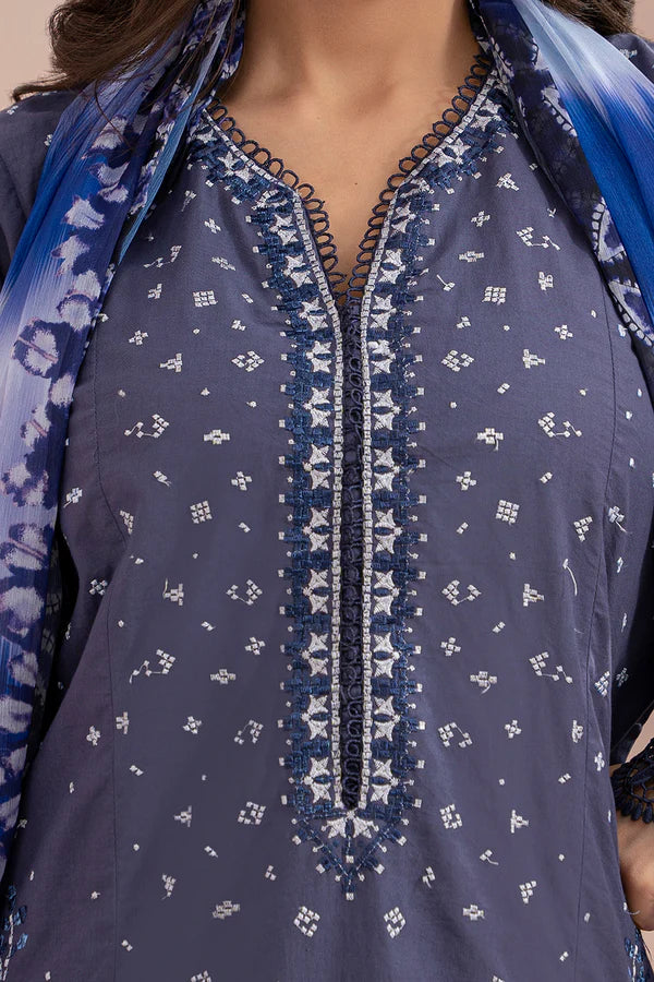 Blue | Zellbury 3pc Unstitched Embroidered Lawn Suit