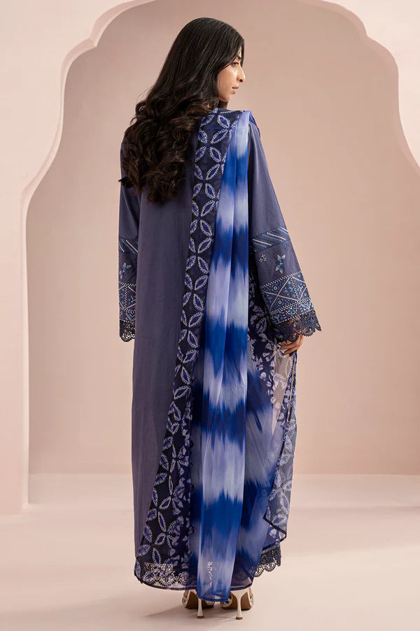 Blue | Zellbury 3pc Unstitched Embroidered Lawn Suit