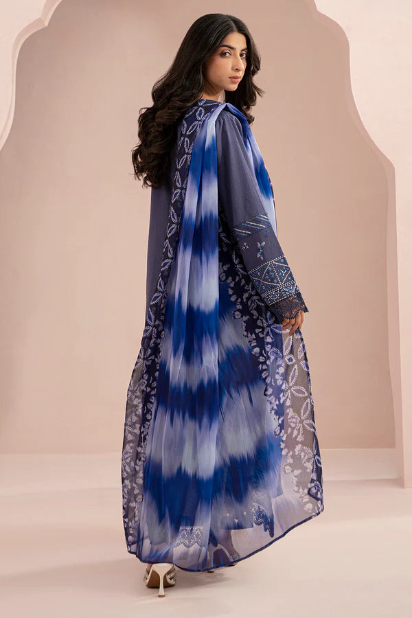 Blue | Zellbury 3pc Unstitched Embroidered Lawn Suit