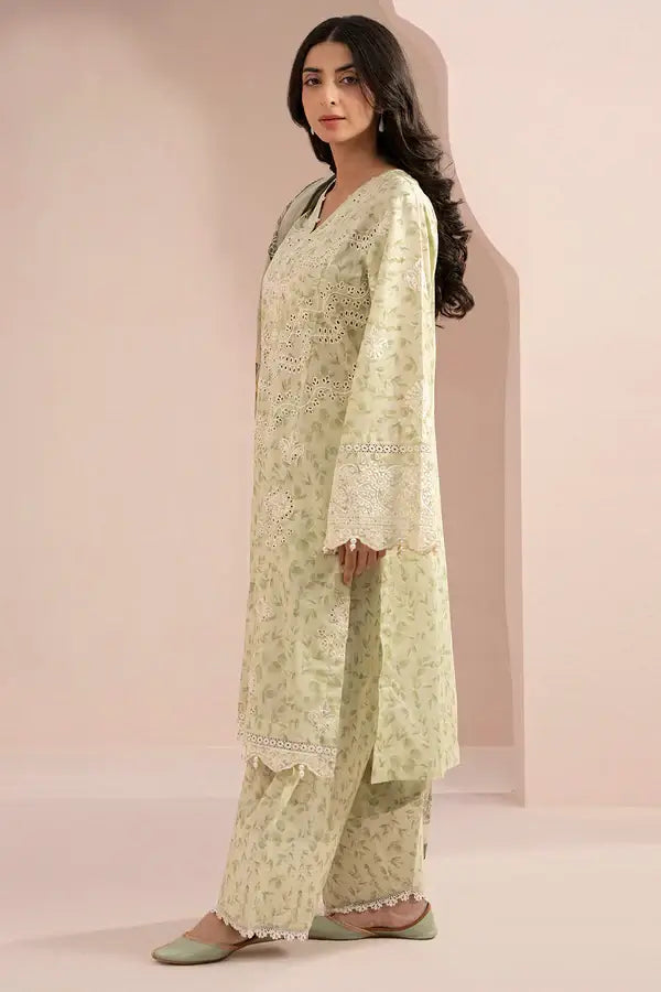 Light Green | Zellbury 3pc Unstitched Embroidered Lawn Suit
