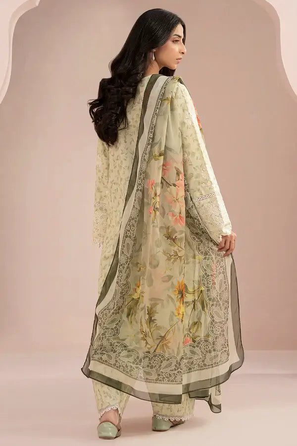 Light Green | Zellbury 3pc Unstitched Embroidered Lawn Suit