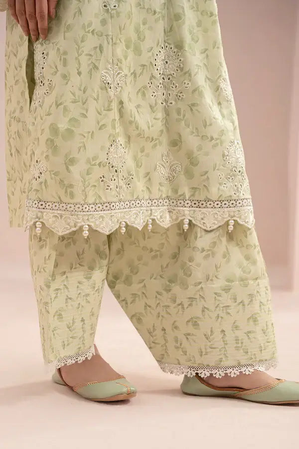Light Green | Zellbury 3pc Unstitched Embroidered Lawn Suit