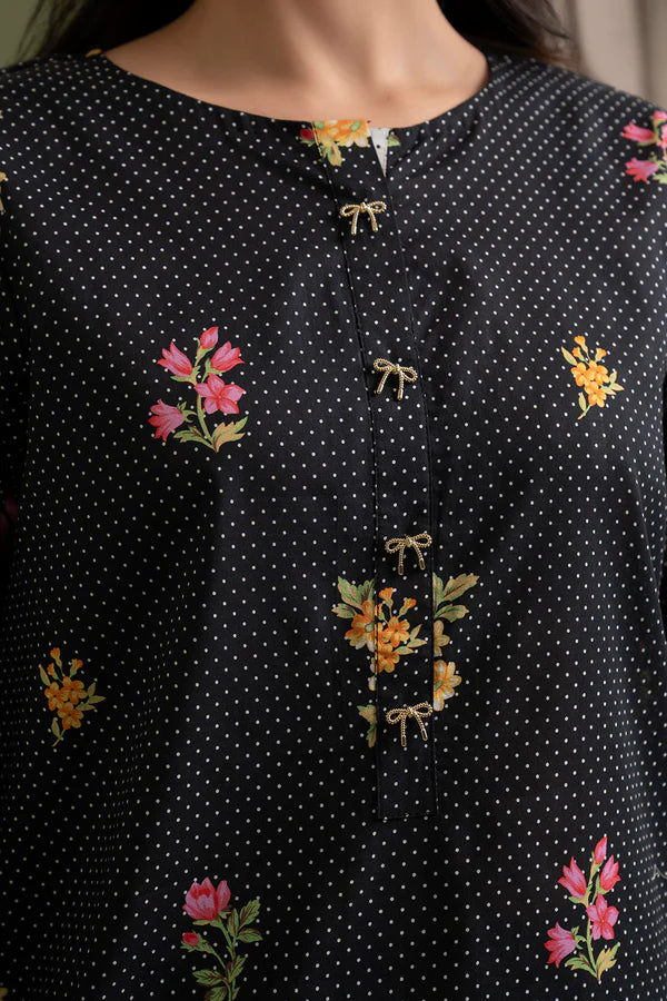 Black | Zellbury 2pc Unstitched Lawn Suit