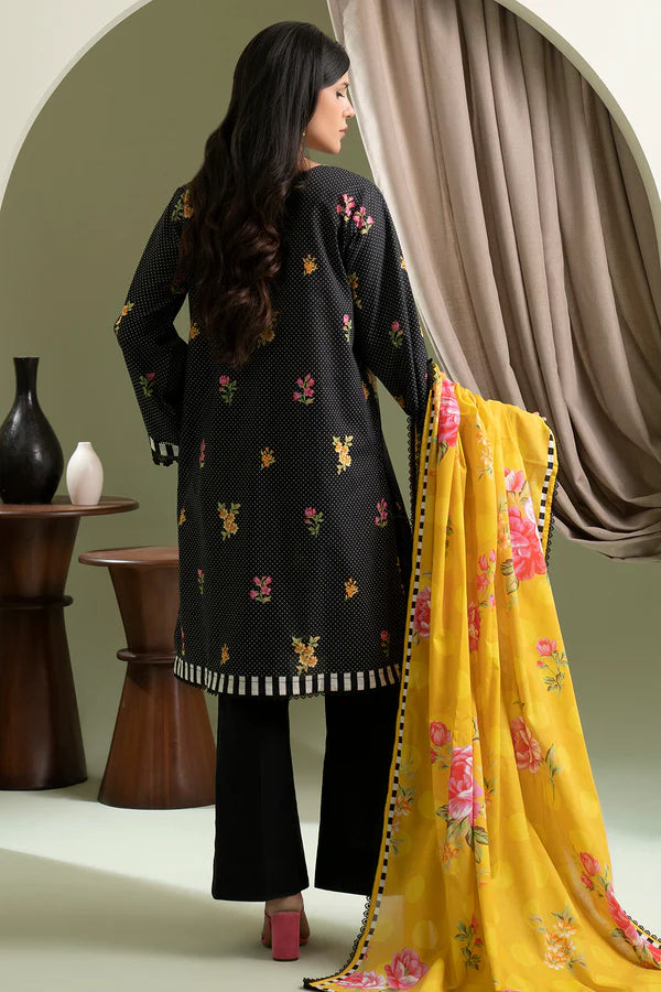 Black | Zellbury 2pc Unstitched Lawn Suit