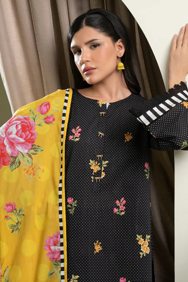 Black | Zellbury 2pc Unstitched Lawn Suit