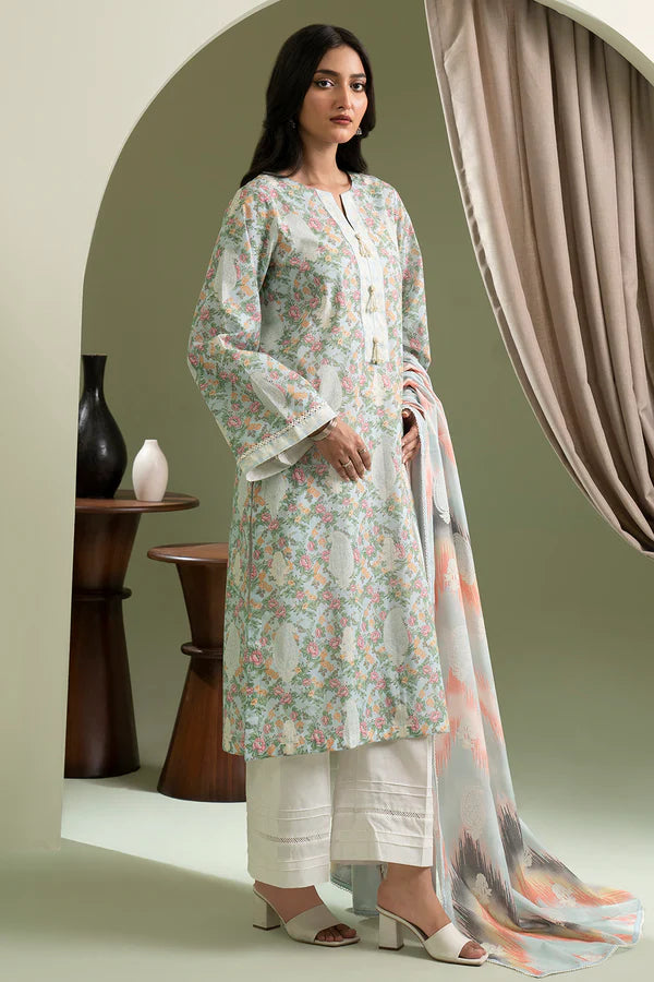 Sky Blue | Zellbury 2pc Unstitched Lawn Suit