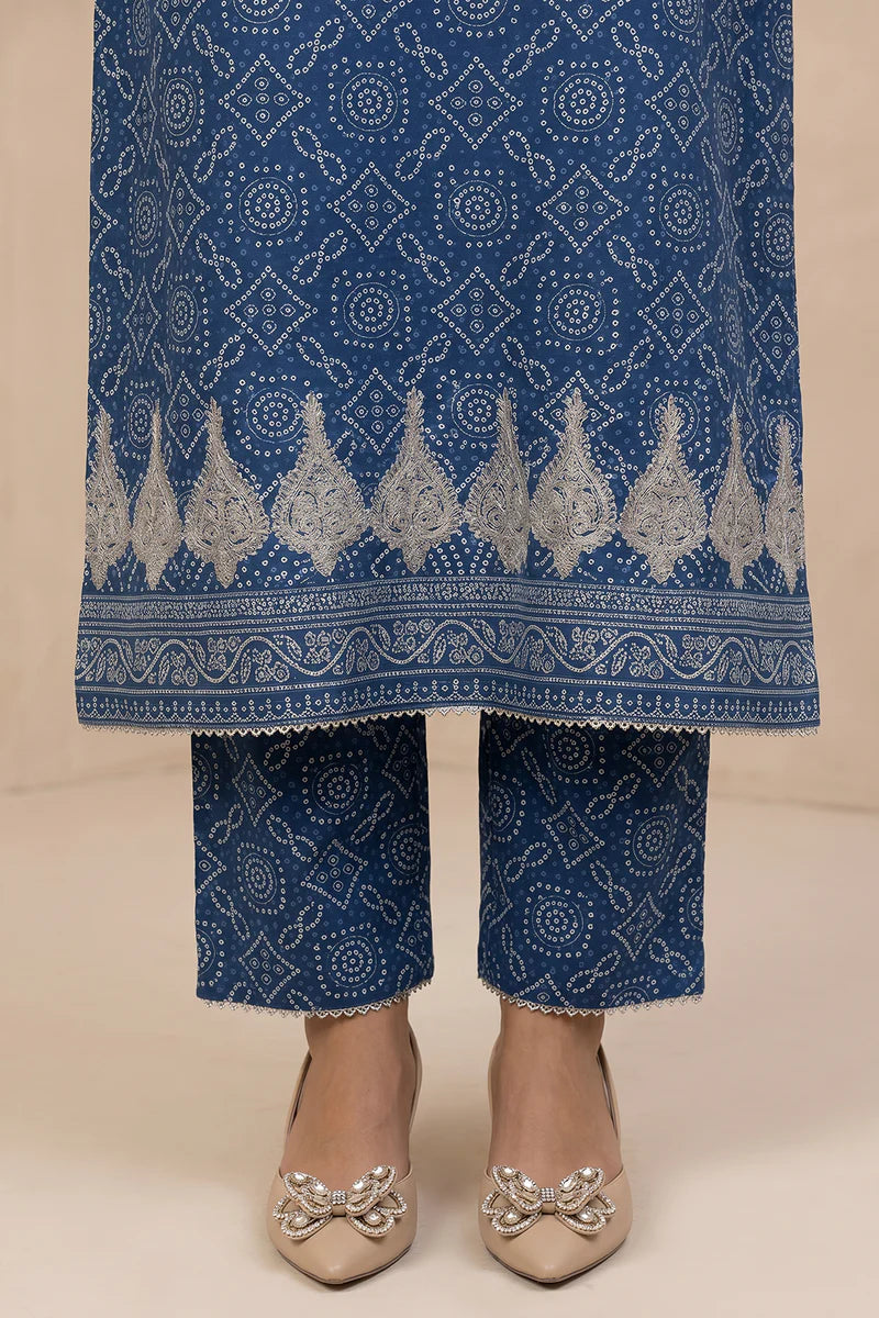 Blue | Zellbury 2pc Unstitched Embroidered Lawn