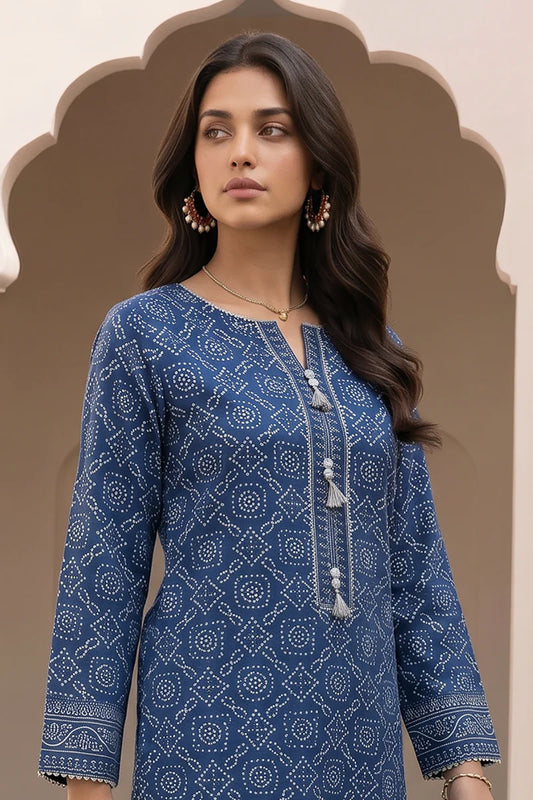 Blue | Zellbury 2pc Unstitched Embroidered Lawn