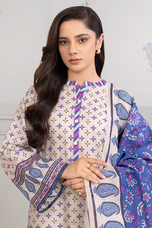 Light Grey Zellbury 3pc Unstitched Lawn Suit – Stylish Pakistani Lawn Outfit 2025