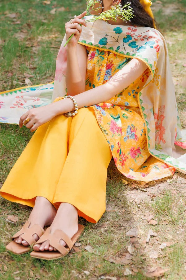 Yellow | Saya 3pc Unstitched Lawn Suit